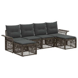 vidaXL Tuinbank Set 7 pcs Zwart poly rattan
