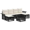 vidaXL Tuinbank Set 7 pcs Zwart poly rattan