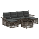 vidaXL Tuinbank Set 7 pcs Zwart poly rattan