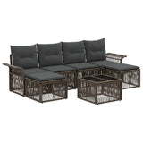 vidaXL Tuinbank Set 7 pcs Zwart poly rattan