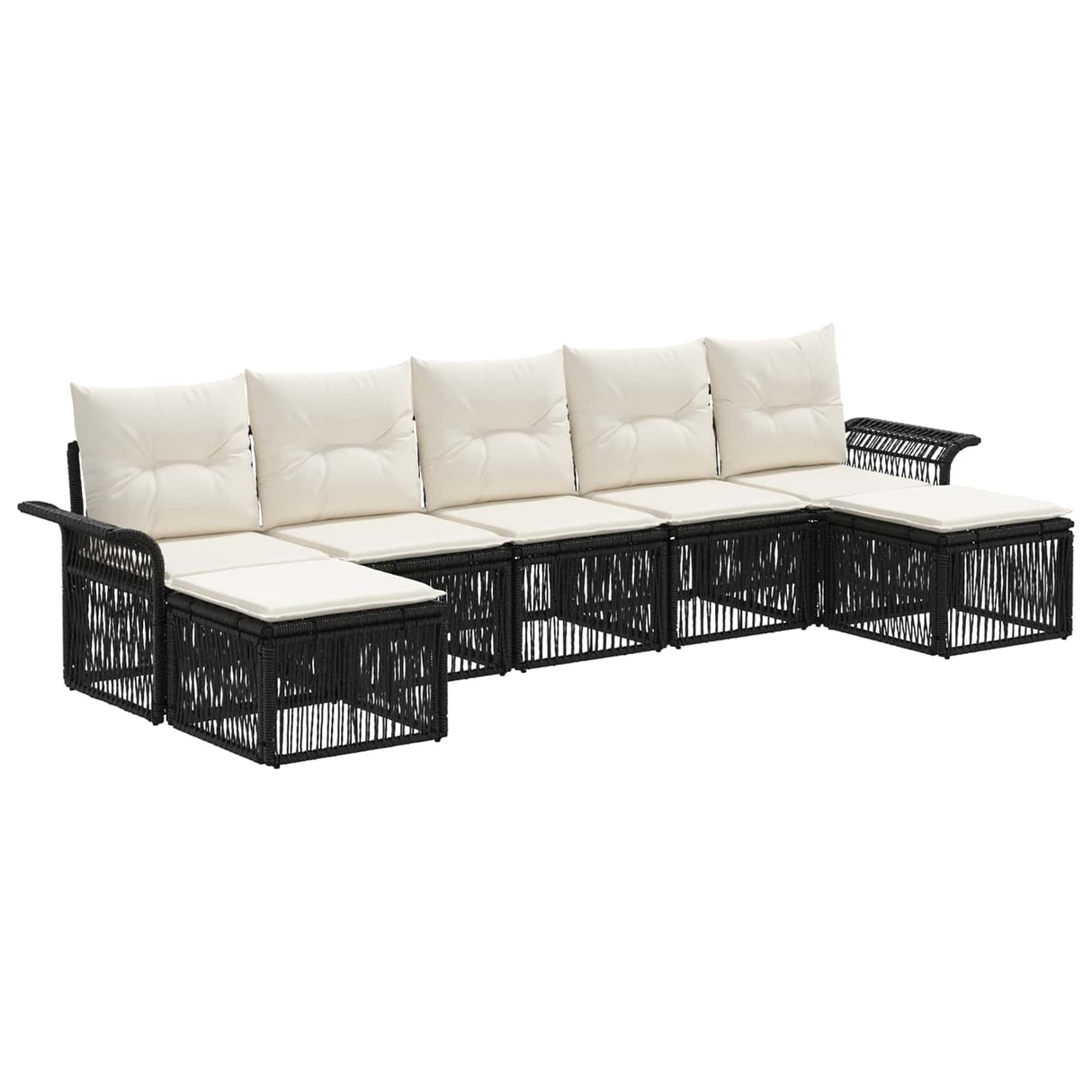 vidaXL Tuinbank Set 8 pcs Zwart poly rattan