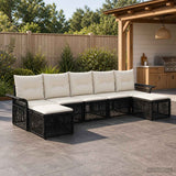 vidaXL Tuinbank Set 8 pcs Zwart poly rattan