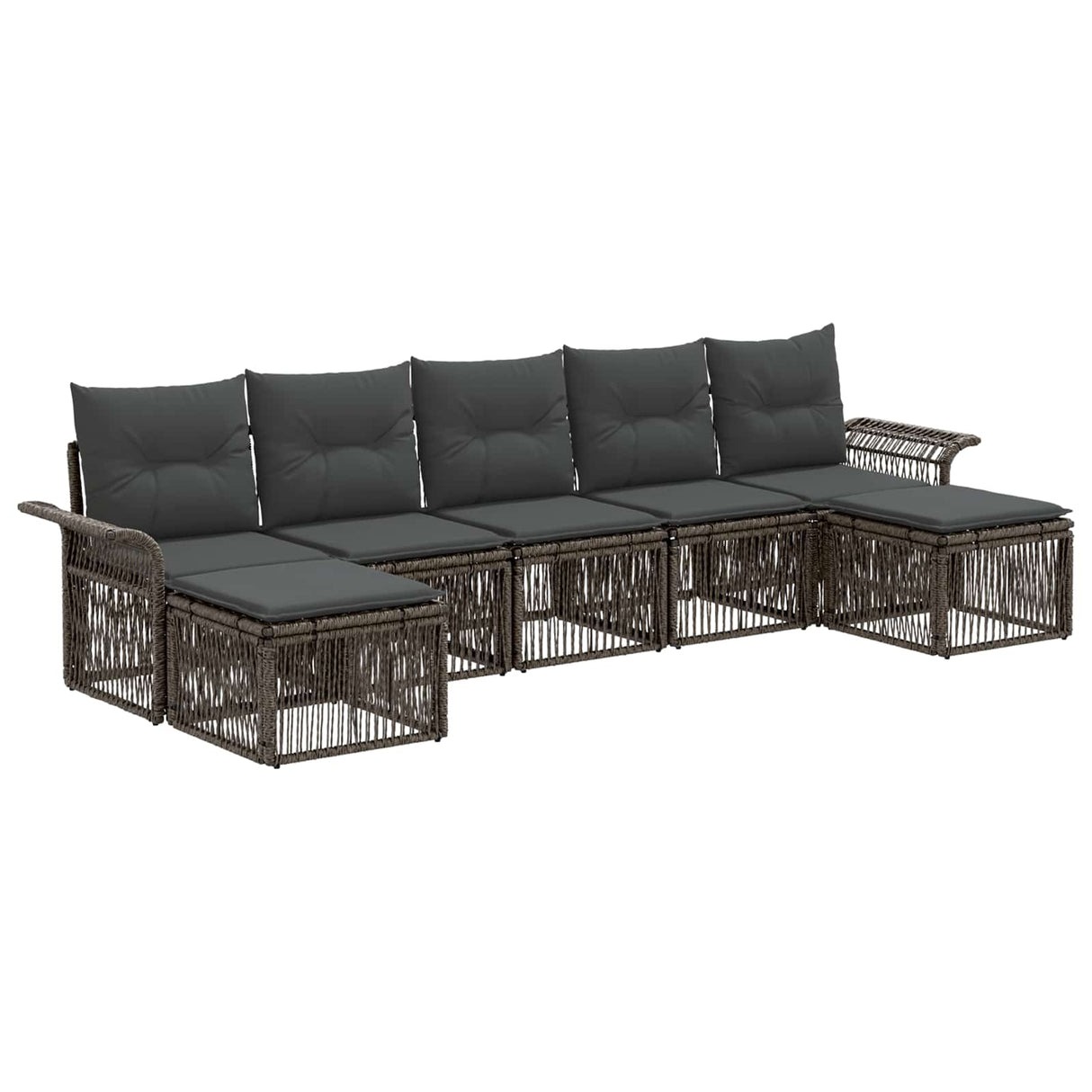 vidaXL Tuinbank Set 8 pcs Zwart poly rattan