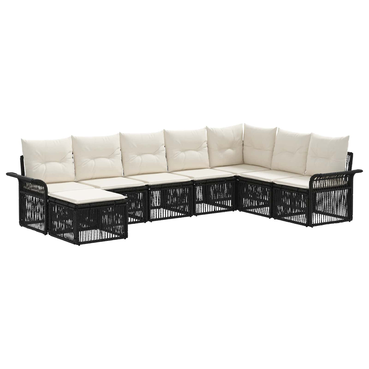 vidaXL Tuinbank Set 9 pcs Zwart poly rattan
