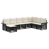 vidaXL Tuinbank Set 9 pcs Zwart poly rattan