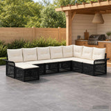 vidaXL Tuinbank Set 9 pcs Zwart poly rattan