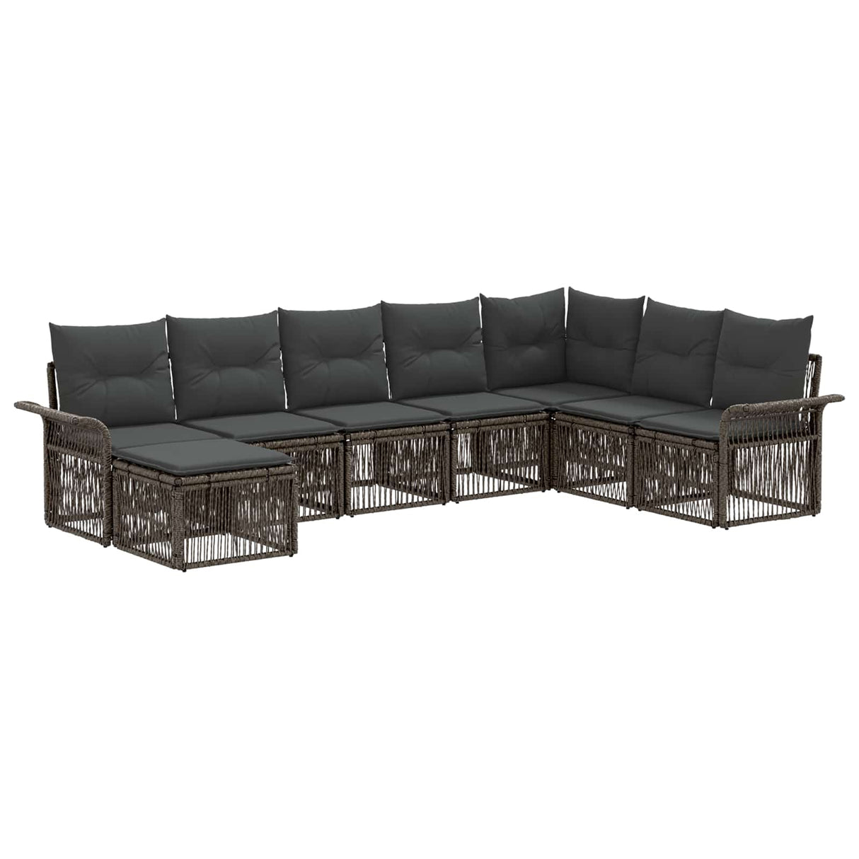 vidaXL Tuinbank Set 9 pcs Zwart poly rattan