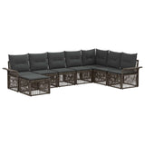 vidaXL Tuinbank Set 9 pcs Zwart poly rattan