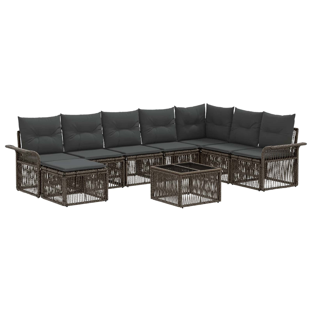vidaXL Tuinbank Set 9 pcs Zwart poly rattan