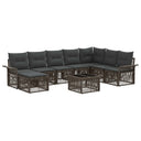 vidaXL Tuinbank Set 9 pcs Zwart poly rattan