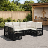 vidaXL Tuinbank Set 6 st 6-Aantal zitplaatsen Zwart poly rattan