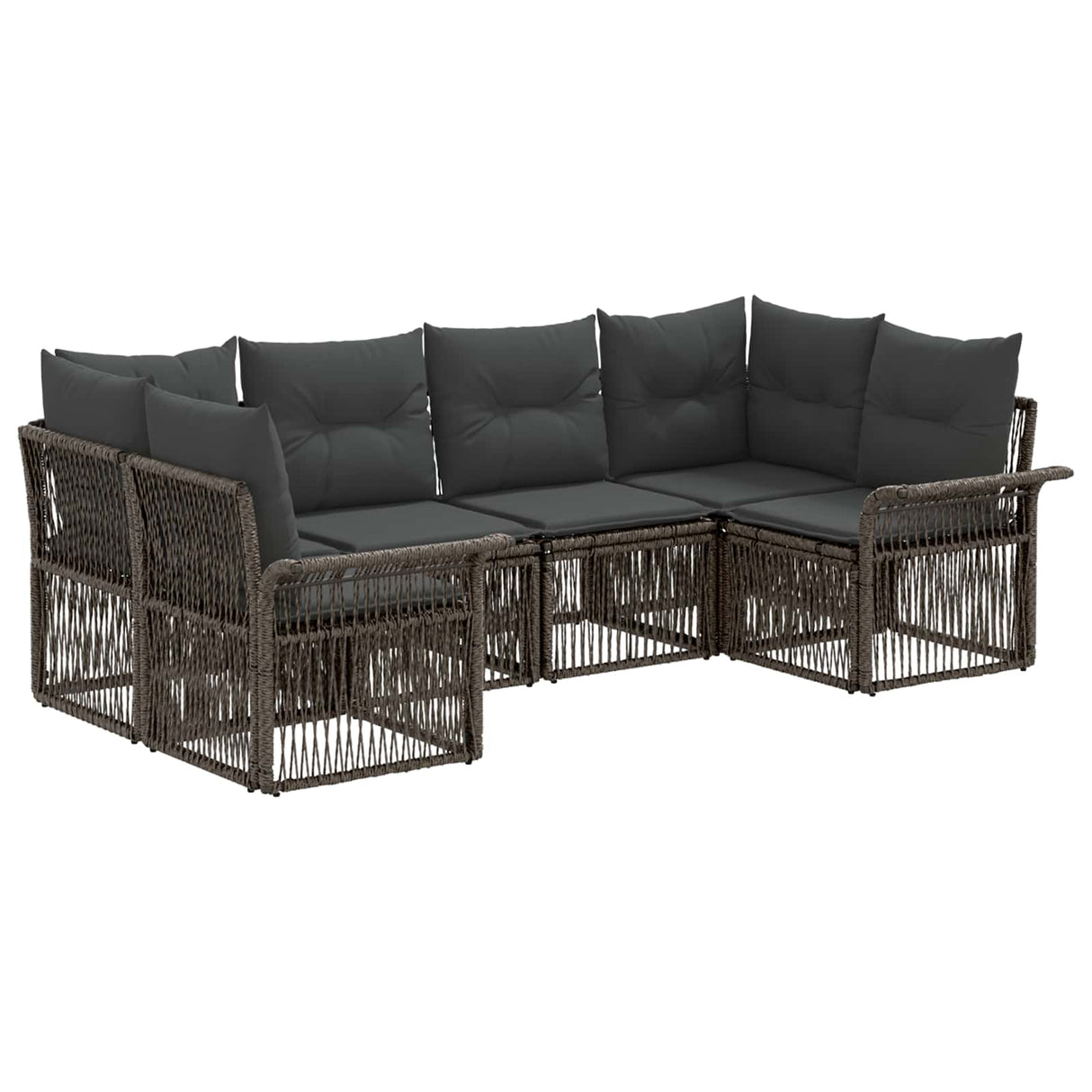 vidaXL Tuinbank Set 6 st 6-Aantal zitplaatsen Zwart poly rattan