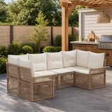 vidaXL Tuinbank Set 6 st 6-Aantal zitplaatsen Zwart poly rattan