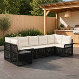 vidaXL Garden Lounge Set 7 pcs 7-Seater Black poly rattan