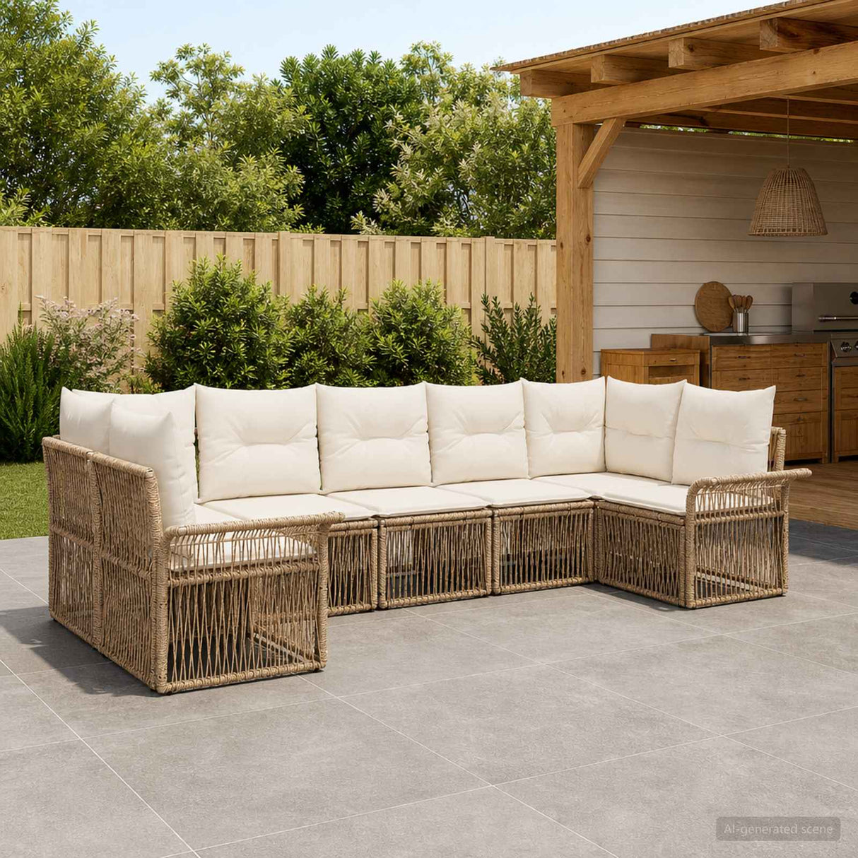 vidaXL Garden Lounge Set 7 pcs 7-Seater Black poly rattan