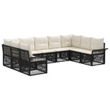 vidaXL Tuinbank Set 10 pcs Zwart poly rattan