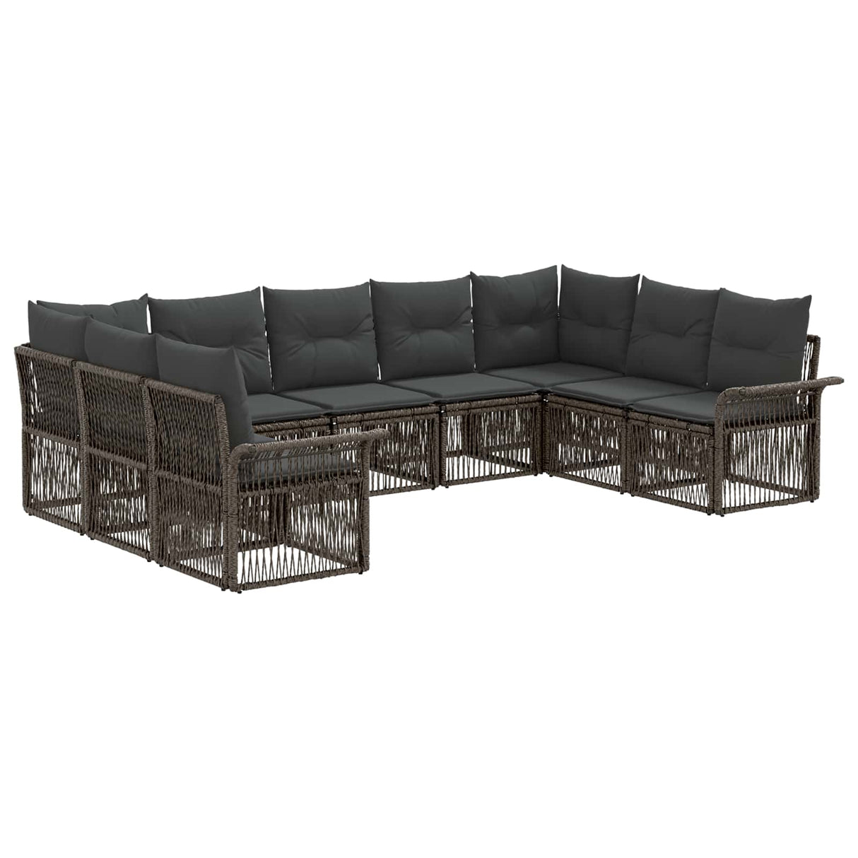 vidaXL Tuinbank Set 10 pcs Zwart poly rattan