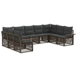 vidaXL Tuinbank Set 10 pcs Zwart poly rattan