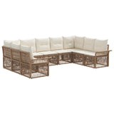vidaXL Tuinbank Set 10 pcs Zwart poly rattan