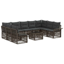 vidaXL Tuinbank Set 10 pcs Zwart poly rattan