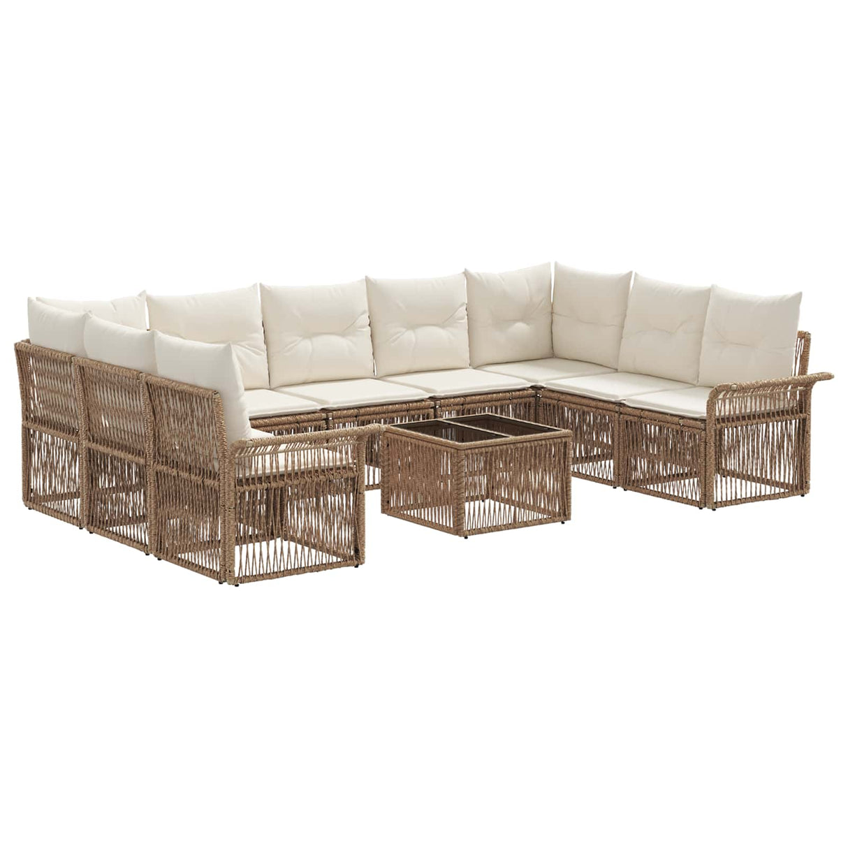 vidaXL Tuinbank Set 10 pcs Zwart poly rattan