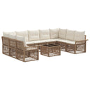 vidaXL Tuinbank Set 10 pcs Zwart poly rattan