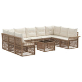vidaXL Tuinbank Set 10 pcs Zwart poly rattan