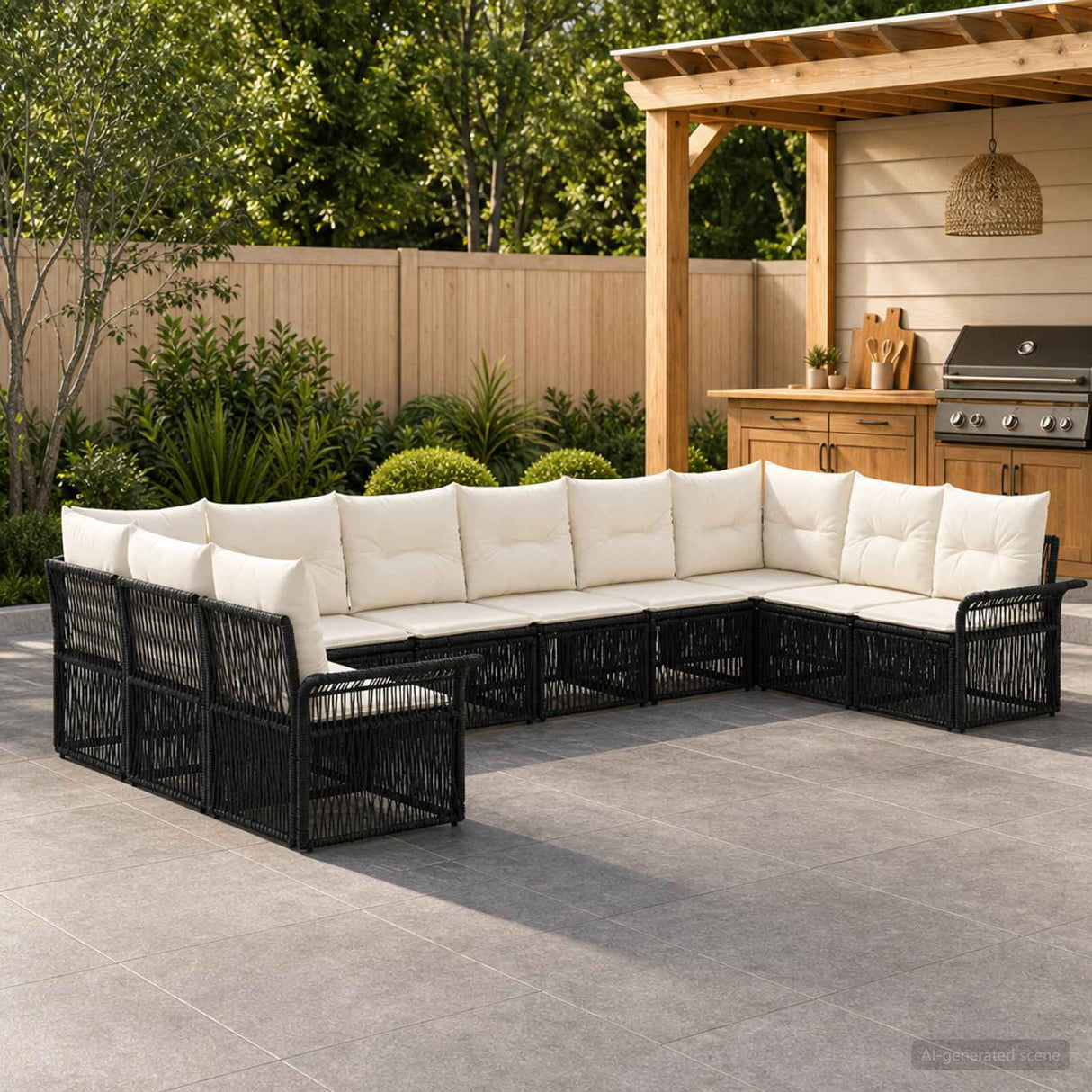 vidaXL Garden Sofa Set 11 pcs Black poly rattan