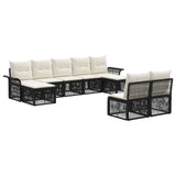 vidaXL Tuinbank Set 10 pcs Zwart poly rattan