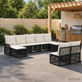 vidaXL Tuinbank Set 10 pcs Zwart poly rattan