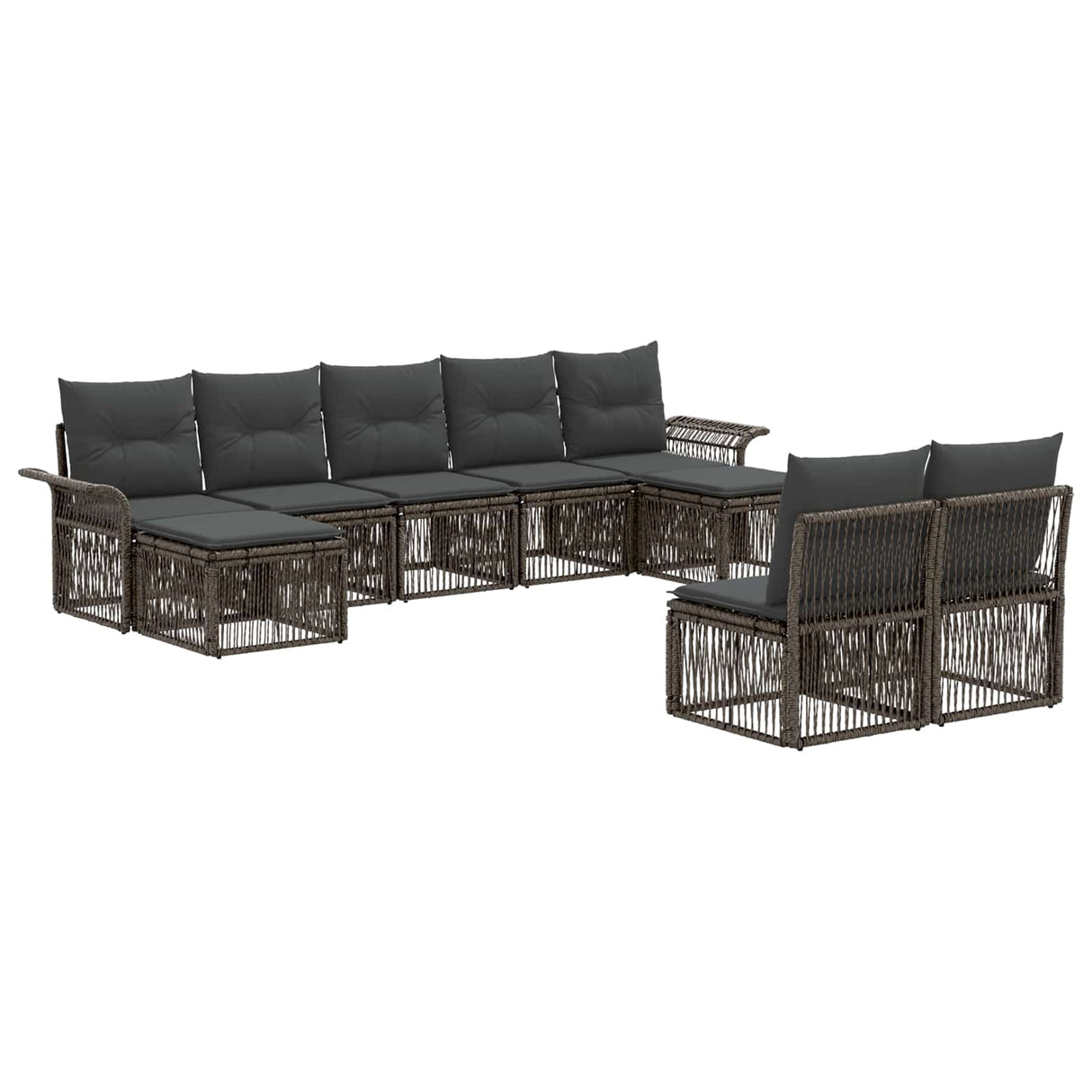 vidaXL Tuinbank Set 10 pcs Zwart poly rattan