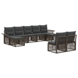 vidaXL Tuinbank Set 10 pcs Zwart poly rattan