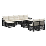 vidaXL Tuinbank Set 10 pcs Zwart poly rattan
