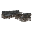 vidaXL Tuinbank Set 10 pcs Zwart poly rattan