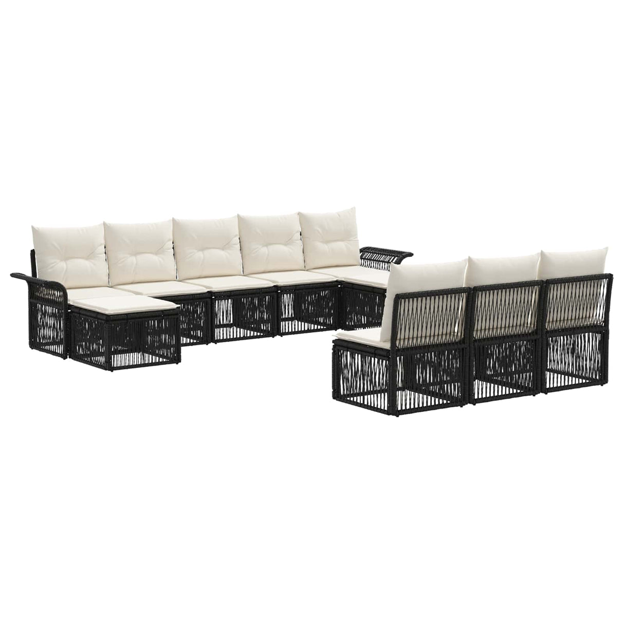 vidaXL Garden Dining Set 11 Pieces Black Poly Rattan