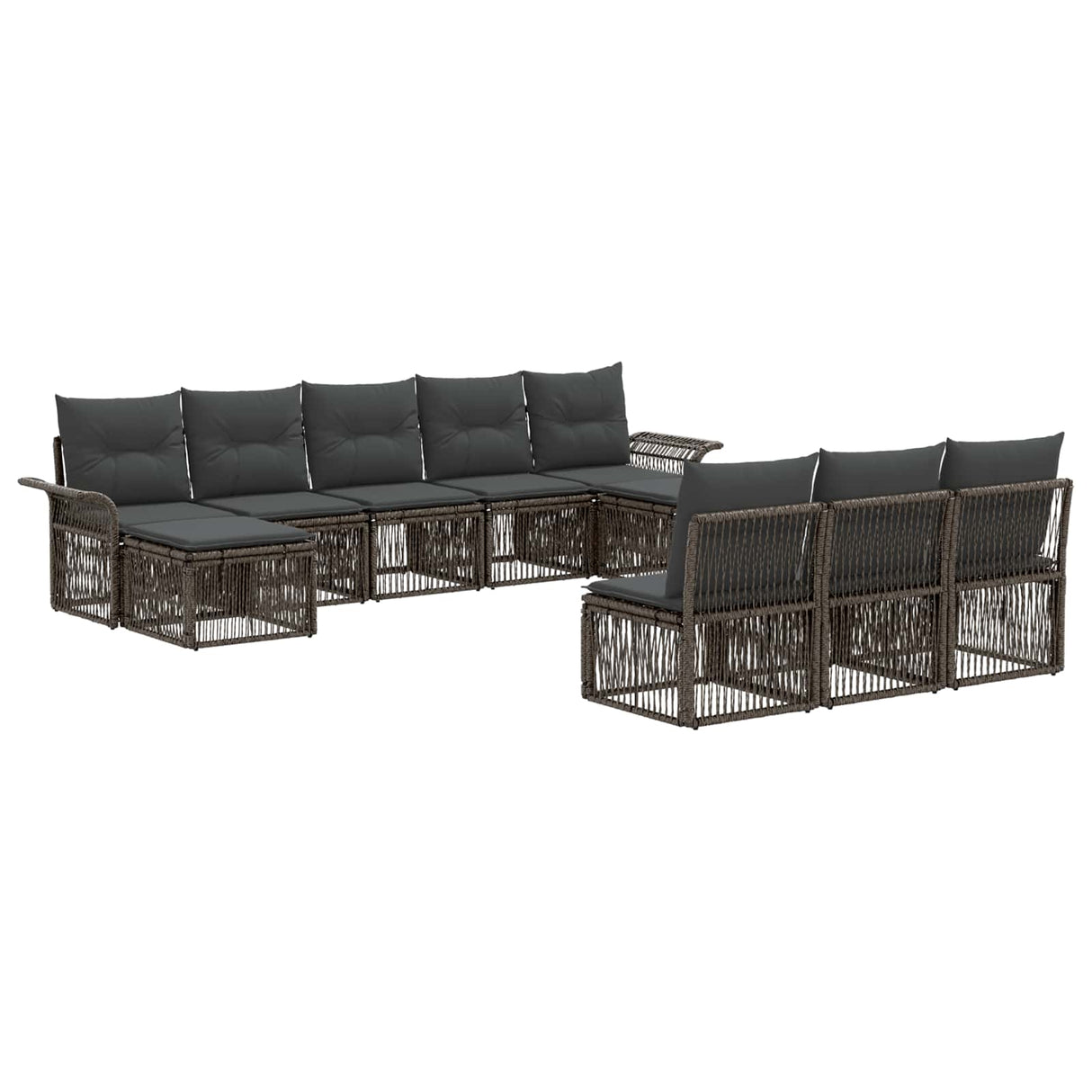 vidaXL Garden Dining Set 11 Pieces Black Poly Rattan