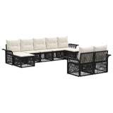 vidaXL Tuinbank Set 10 pcs Zwart poly rattan
