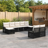 vidaXL Tuinbank Set 10 pcs Zwart poly rattan