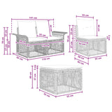 vidaXL Tuinbank Set 10 pcs Zwart poly rattan