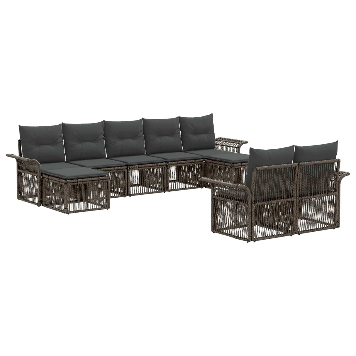 vidaXL Tuinbank Set 10 pcs Zwart poly rattan