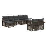 vidaXL Tuinbank Set 10 pcs Zwart poly rattan