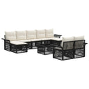 vidaXL Tuinbank Set 10 pcs Zwart poly rattan