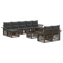 vidaXL Tuinbank Set 10 pcs Zwart poly rattan