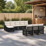 vidaXL Tuinbank Set 11 pcs Zwart poly rattan