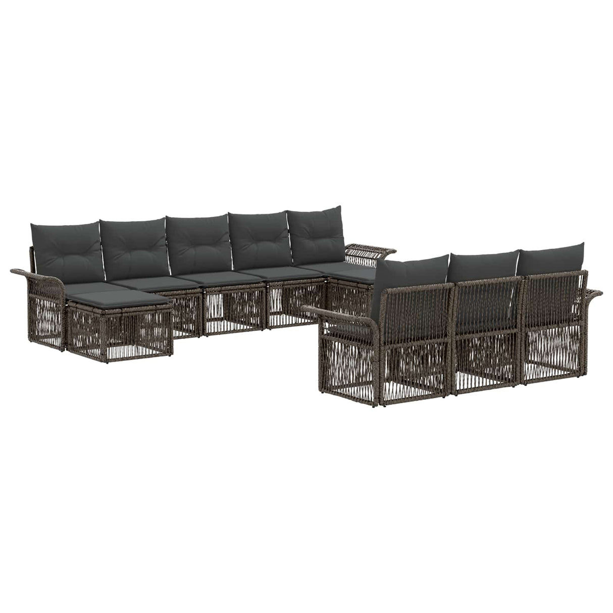 vidaXL Tuinbank Set 11 pcs Zwart poly rattan