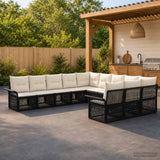 vidaXL Garden Sofa Set 12 pcs Black poly rattan