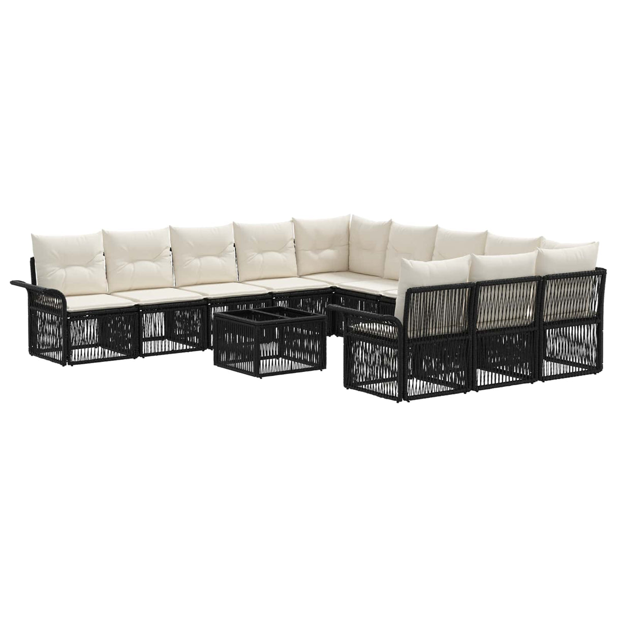 vidaXL Garden Sofa Set 12 pcs Black poly rattan