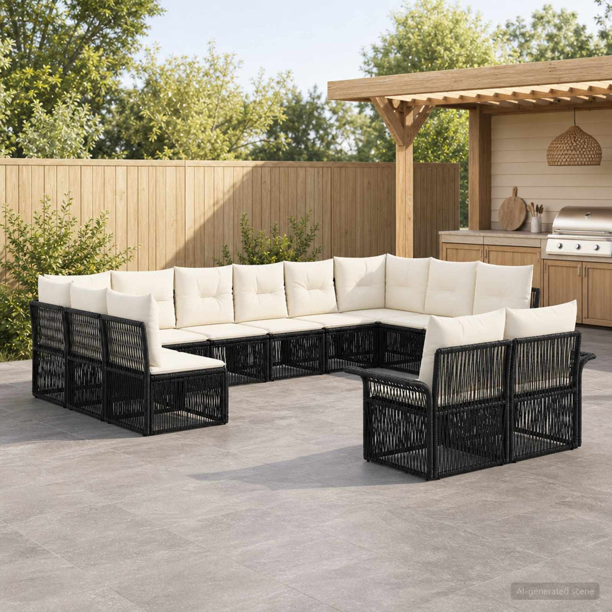 vidaXL Garden Sofa Set 13 pcs Black poly rattan