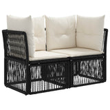 vidaXL Tuinbank Set 14 pcs Zwart poly rattan