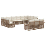 vidaXL Tuinbank Set 14 pcs Zwart poly rattan